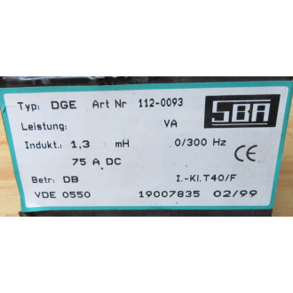 SBA 112-0093 Transformer 1120093 - Used