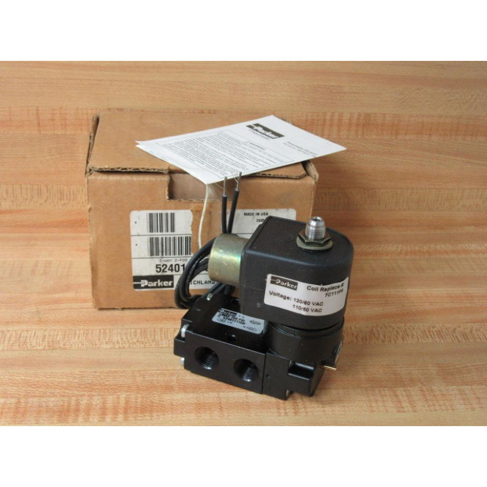 Parker 524011115B 3-Way 2-Pos SolenoidSPR RET Valve Parker 524011115B 3-Way 2-Pos SolenoidSPR RET Valve