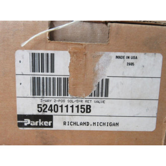 Parker 524011115B 3-Way 2-Pos SolenoidSPR RET Valve Parker 524011115B 3-Way 2-Pos SolenoidSPR RET Valve