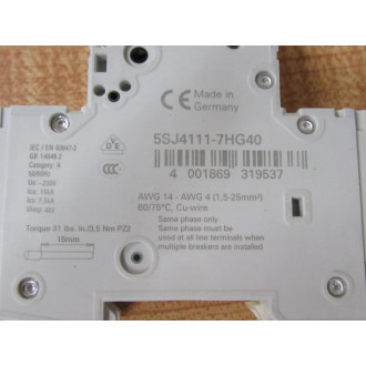 Siemens 5SJ4111-7HG40 5A Circuit Breaker 5SJ41117HG40 - New No Box Siemens 5SJ4111-7HG40 5A Circuit Breaker 5SJ41117HG40 - New No Box