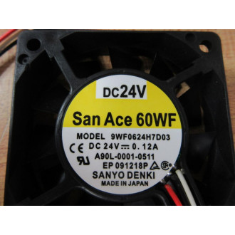 Sanyo Denki 9WF0624H7D03 San Ace 60WF Cooling Fan - New No Box Sanyo Denki 9WF0624H7D03 San Ace 60WF Cooling Fan - New No Box