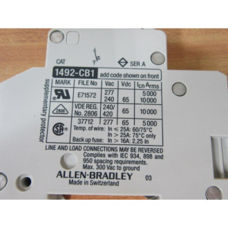 Allen Bradley 1492-CB1G050 Breaker 1492CB1G050