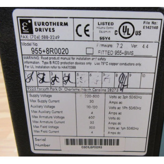 Parker 955+8R0020 Eurotherm Drive 9558R0020 - Refurbished