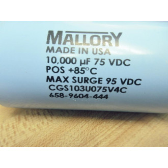 Mallory CGS103U075V4C Capacitor 10,000µF 75VDC - Used