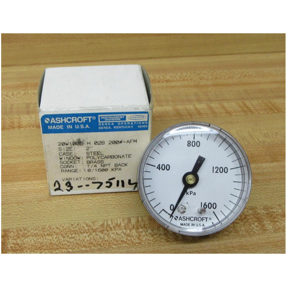 Ashcroft 20W1005-H-02B 200-AFM Gauge 20W1005H02B200AFM Ashcroft 20W1005-H-02B 200-AFM Gauge 20W1005H02B200AFM