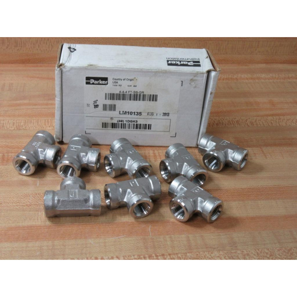 Parker 1DGK3 14" SS Tee Pipe Fitting 4-4-4 FT-SS-GR (Pack of 8) Parker 1DGK3 14" SS Tee Pipe Fitting 4-4-4 FT-SS-GR (Pack of 8)