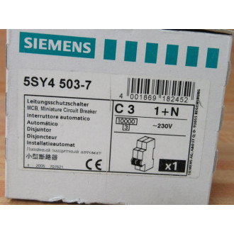 Siemens 5SY4 503-7 3A Circuit Breaker 5SY45037 Siemens 5SY4 503-7 3A Circuit Breaker 5SY45037
