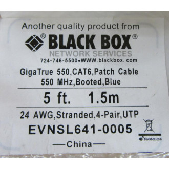 Black Box EVNSL641-0005 CAT6 Ethernet Patch Cable (Pack of 4)