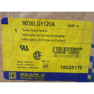 Square D 9036LG1120A Sumptrol Sump Pump Switch