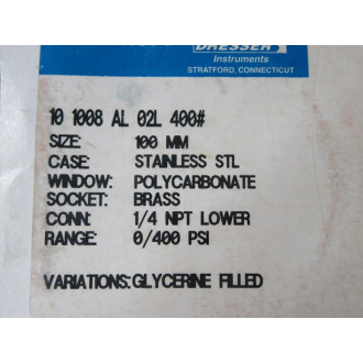 Ashcroft 10 1008 AL 02L 400 4" Liquid Filled Gauge 101008AL02L400 Ashcroft 10 1008 AL 02L 400 4" Liquid Filled Gauge 101008AL02L400