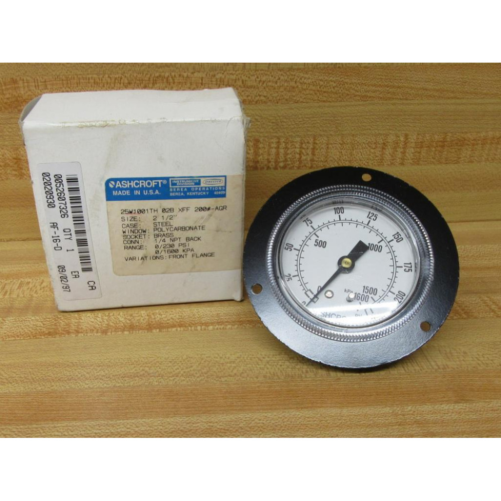 Ashcroft 25W1001TH 02B XFF 200-AGR Panel Mount Gauge Ashcroft 25W1001TH 02B XFF 200-AGR Panel Mount Gauge