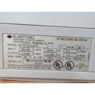 Sumitomo NT2014-A75 AC Drive NTAC-2000 - Used