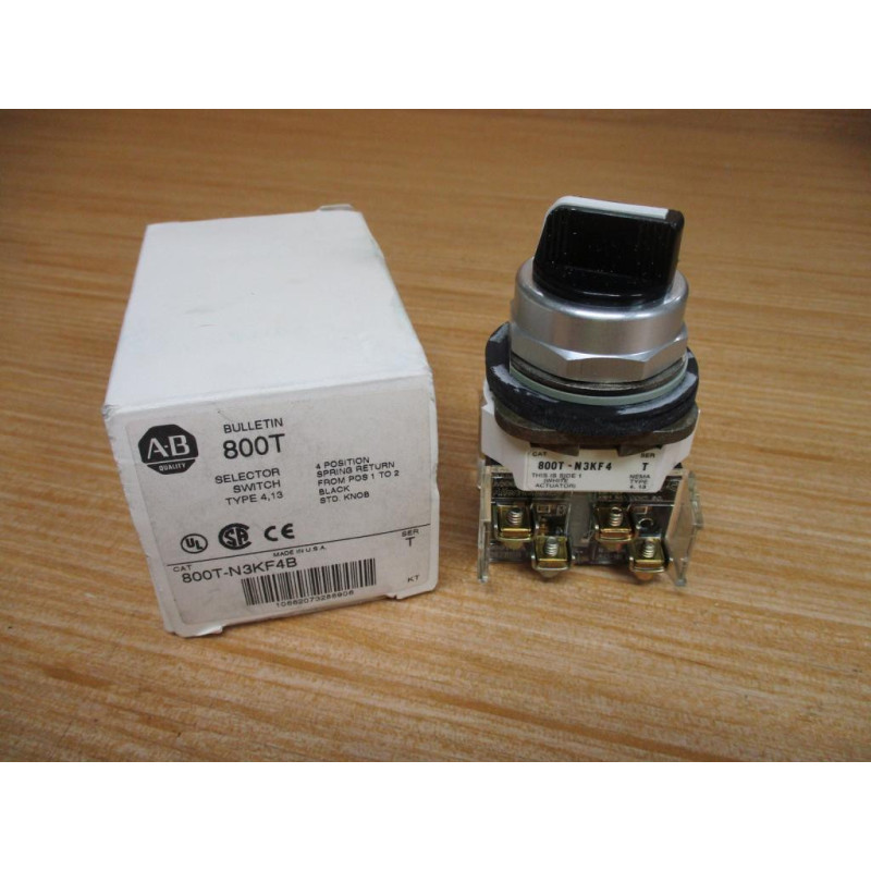 Allen Bradley 800T-N3KF4B Selector Switch 800TN3KF4B Ser. T Allen Bradley 800T-N3KF4B Selector Switch 800TN3KF4B Ser. T
