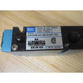 Mac Valves 92B-EAB-000-DM-DJAP-1DG Solenoid Valve WO Pilot Valves - Used