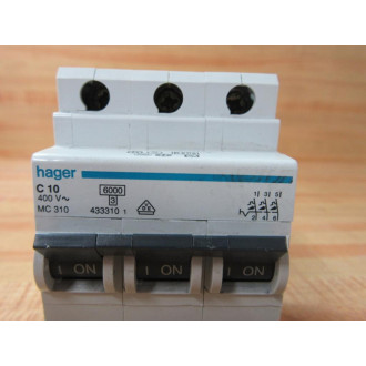Hager MC 310 310A Circuit Breaker C 10 - Used