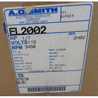 A.O. Smith EL2002 Oil Burner AC Motor