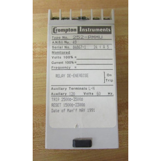 Crompton Instruments 252-PMMU Relay 252PMMU - New No Box