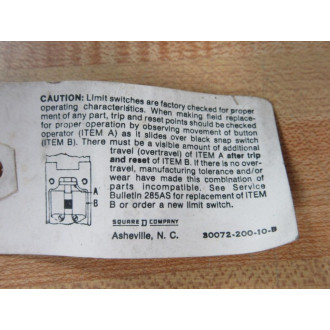 Square D 31032 287 52 Limit Switch Head Plunger 3103228752 - New No Box