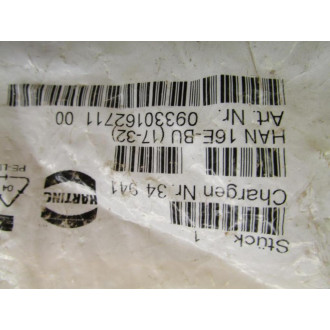 Harting HAN 16E-BU Connector16PIN FEMALE 16AMP 380V
