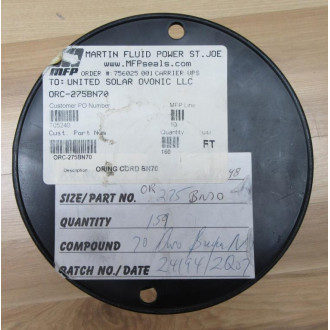 Martin Fluid Power ORC-275BN70 O-Ring Cord ORC275BN70 Martin Fluid Power ORC-275BN70 O-Ring Cord ORC275BN70