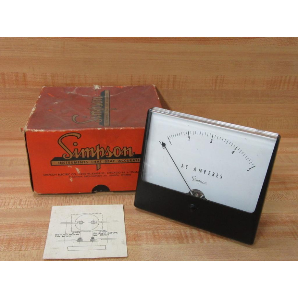Simpson 1359 Panel  Meter 0-5 Amps Simpson 1359 Panel  Meter 0-5 Amps