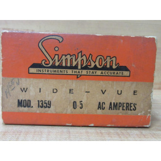 Simpson 1359 Panel  Meter 0-5 Amps Simpson 1359 Panel  Meter 0-5 Amps