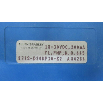 Allen Bradley 871S-D20NP30-E2 Proximity Sensor 871SD20NP30E2