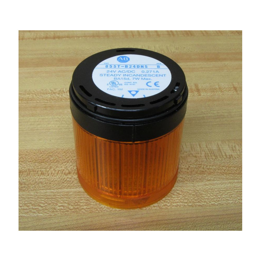 Allen Bradley 855T-B24DN5 Stack Light Amber - New No Box Allen Bradley 855T-B24DN5 Stack Light Amber - New No Box