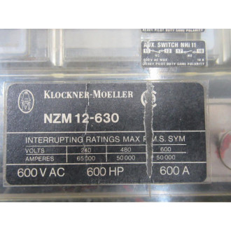 KlocknerMoeller NZM 12-630ZM 12-630 Circuit Breaker NZM12630ZM112630 - Used