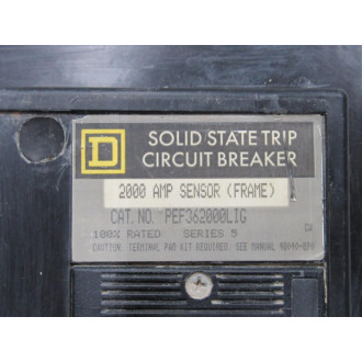 Square D PEF362000LIG Solid State Trip Circuit Breaker - Used Square D PEF362000LIG Solid State Trip Circuit Breaker - Used