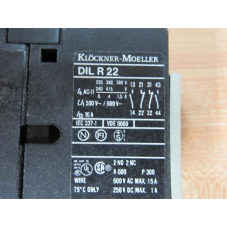 Klockner-Moeller DILR22 Contactor 110V 50Hz, 120V 60Hz - Used