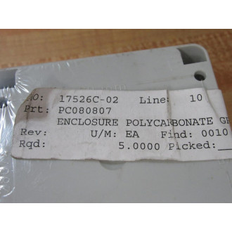 Fibox PC 080807 PC Enclosure PC080807 Fibox PC 080807 PC Enclosure PC080807