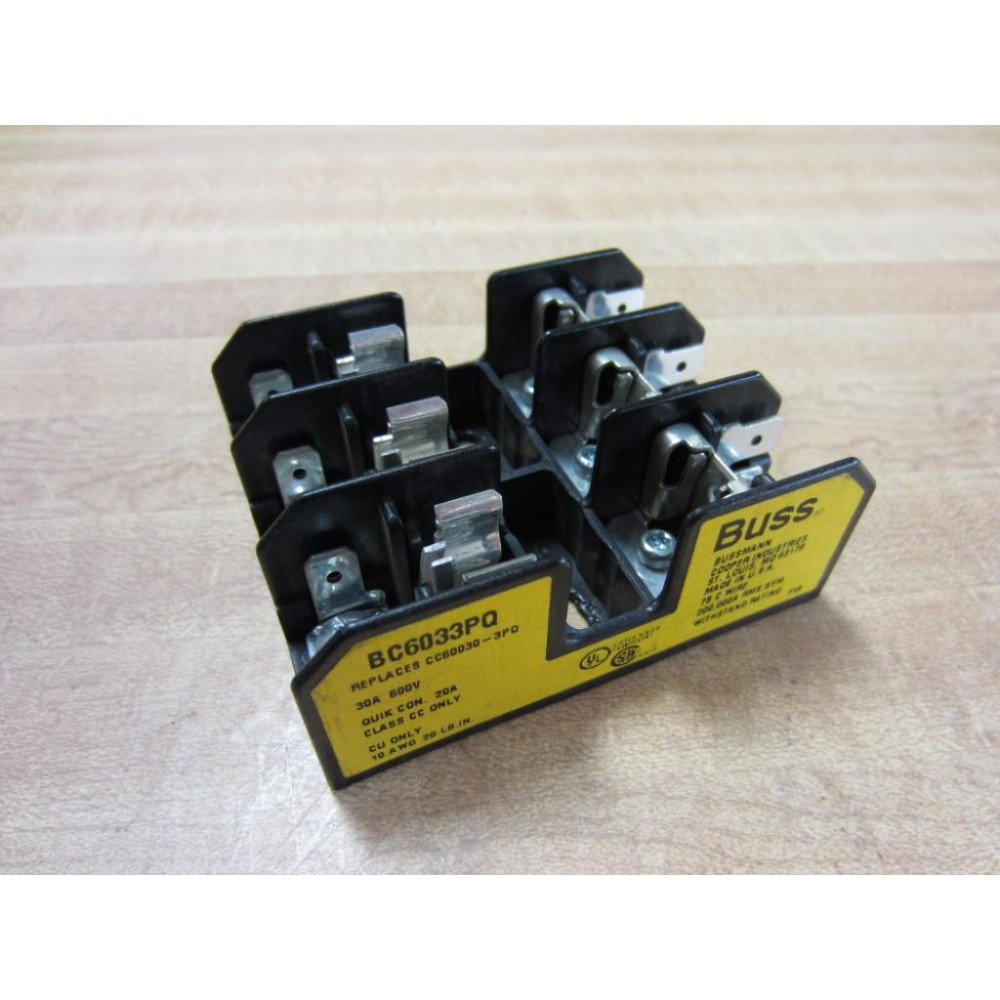 Bussmann BC6033PQ Fuse Block 30A 3 Pole Class CC - New No Box Bussmann BC6033PQ Fuse Block 30A 3 Pole Class CC - New No Box