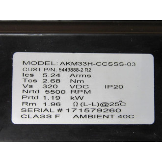Kollmorgen AKM33H-CCSSS-03 Servo Motor AKM33HCCSSS03 - Used