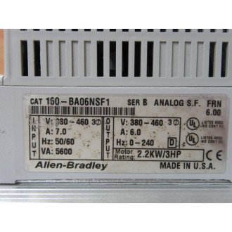 Allen Bradley 160-BA06NSF1 Speed Control Drive 160BA06NSF1 W 160-DN1 - Used