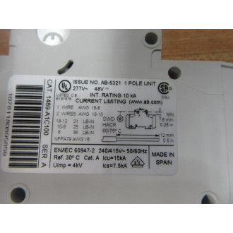 Allen Bradley 1489-A1C100 10A Circuit Breaker 1489A1C100 - New No Box