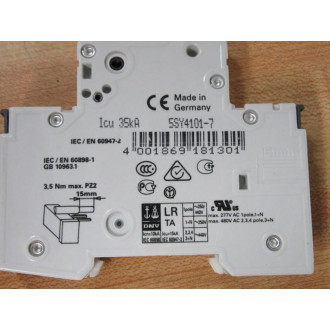 Siemens 5SY4101-7 1A Circuit Breaker 5SY41017 - New No Box Siemens 5SY4101-7 1A Circuit Breaker 5SY41017 - New No Box