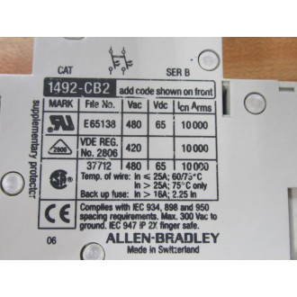 Allen Bradley 1492-CB2G050 Breaker 1492CB2G050 5A Series B - New No Box Allen Bradley 1492-CB2G050 Breaker 1492CB2G050 5A Series B - New No Box