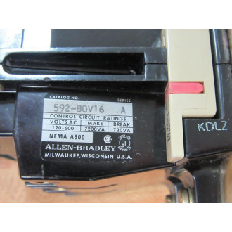 Allen Bradley 592-BOV16 Overload Relay 592-B0V16 Ser A - Used