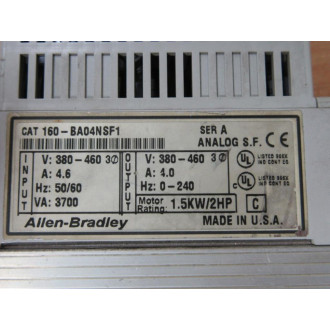 Allen Bradley 160-BA04NSF1 Speed Controller 160BA04NSF1 Series A - Used