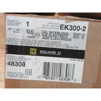 Square D EK300-2 Electrical Interlock wo Snap Switch Square D EK300-2 Electrical Interlock wo Snap Switch