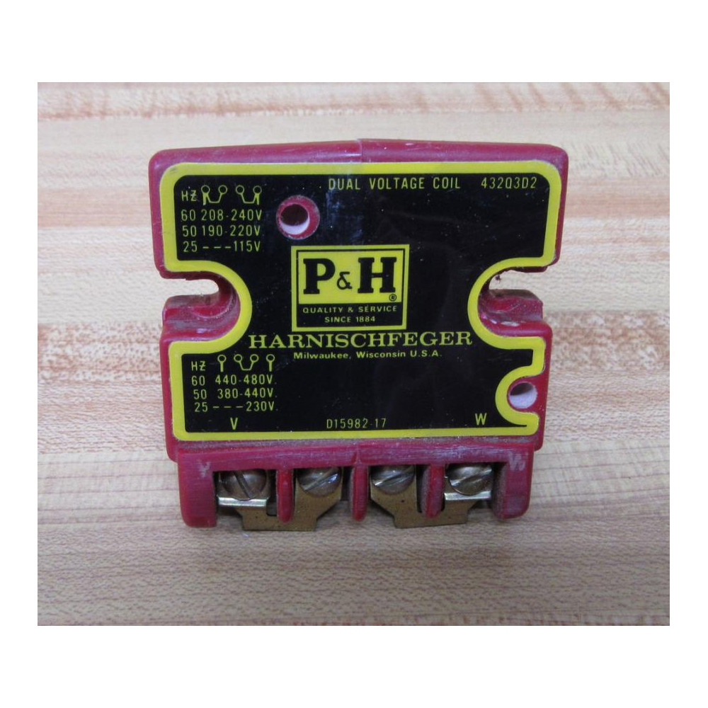 P & H 432Q3D2 Dual Voltage Coil D15982-17 - Used P & H 432Q3D2 Dual Voltage Coil D15982-17 - Used