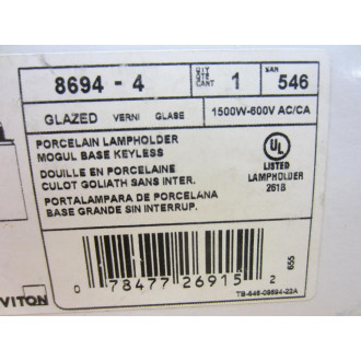 Leviton 8694-4 Porcelain Lampholder Leviton 8694-4 Porcelain Lampholder