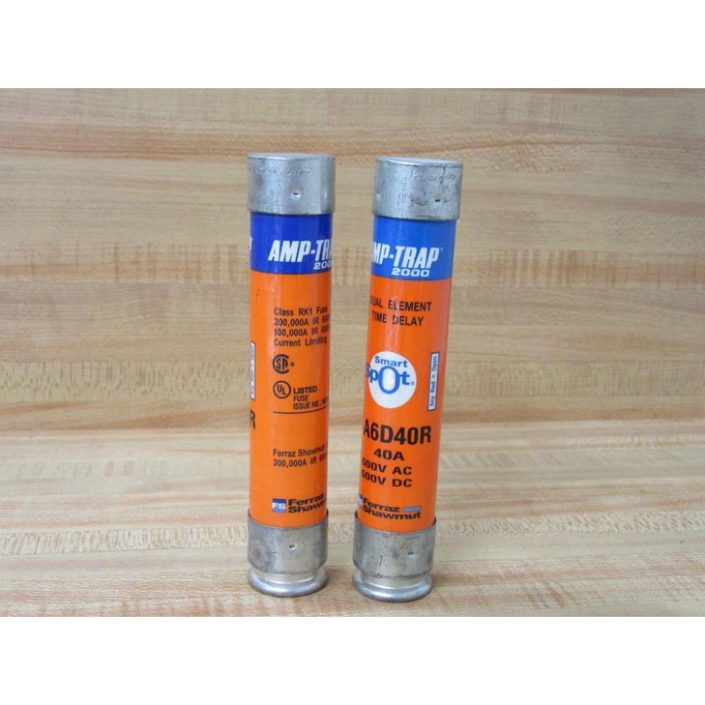 Ferraz Shawmut A6D40R Smart Spot Dual Element Time Delay Fuse (Pack of 2) - New No Box Ferraz Shawmut A6D40R Smart Spot Dual Element Time Delay Fuse (Pack of 2) - New No Box