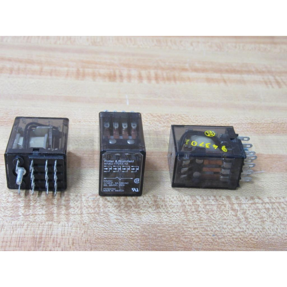 Potter & Brumfield KHAU-17D11-12V DC Relay KHAU-17D11-12VDC 3 Amp (Pack of 3) - Used