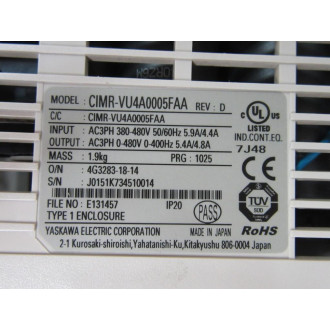 Yaskawa Electric CIMR-VU4A0005FAA Drive CIMRVU4A0005FAA - Used