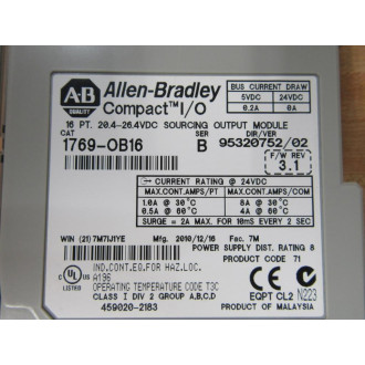 Allen Bradley 1769-OB16 Module 1769-0B16 Series B - New No Box