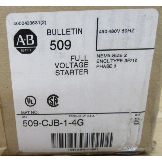 Allen Bradley 509-CJB-1-4G Starter 509CJB14G Allen Bradley 509-CJB-1-4G Starter 509CJB14G