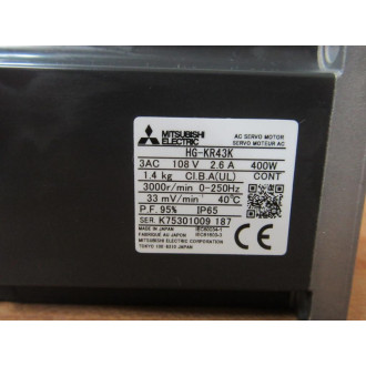 Mitsubishi HG-KR43K AC Servo Motor HGKR43K