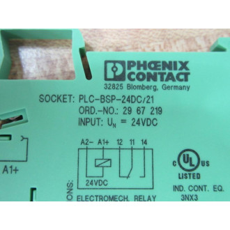 Phoenix Contact PLC-BSP-24DC21 Terminal Block wRelay (Pack of 6) - New No Box